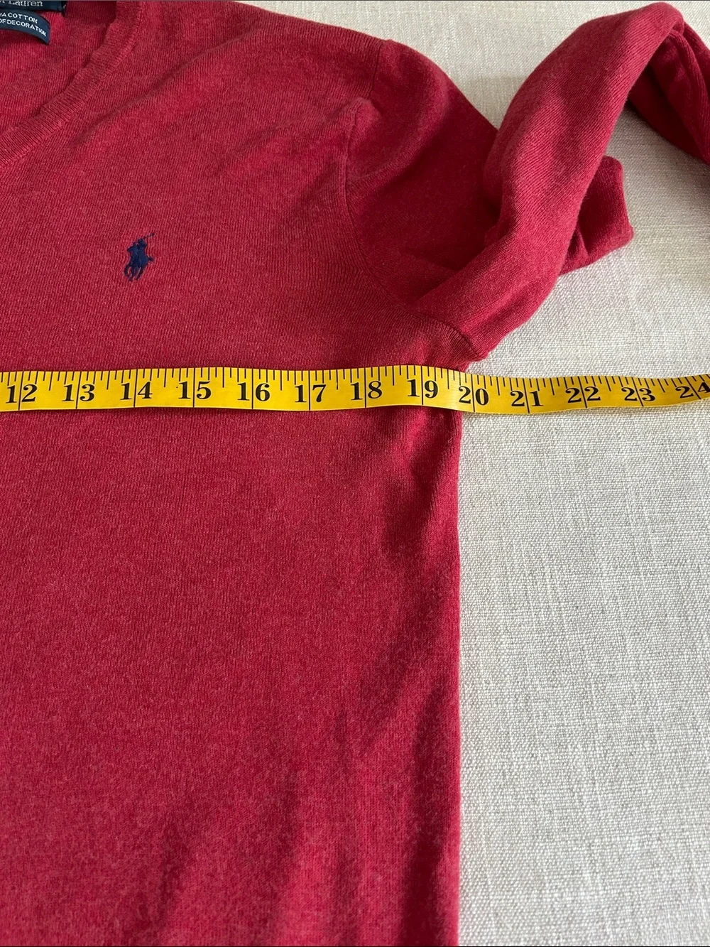 Vintage Polo by Ralph Lauren Pima Cotton V-Neck Sweater Men's Medium Red Casual